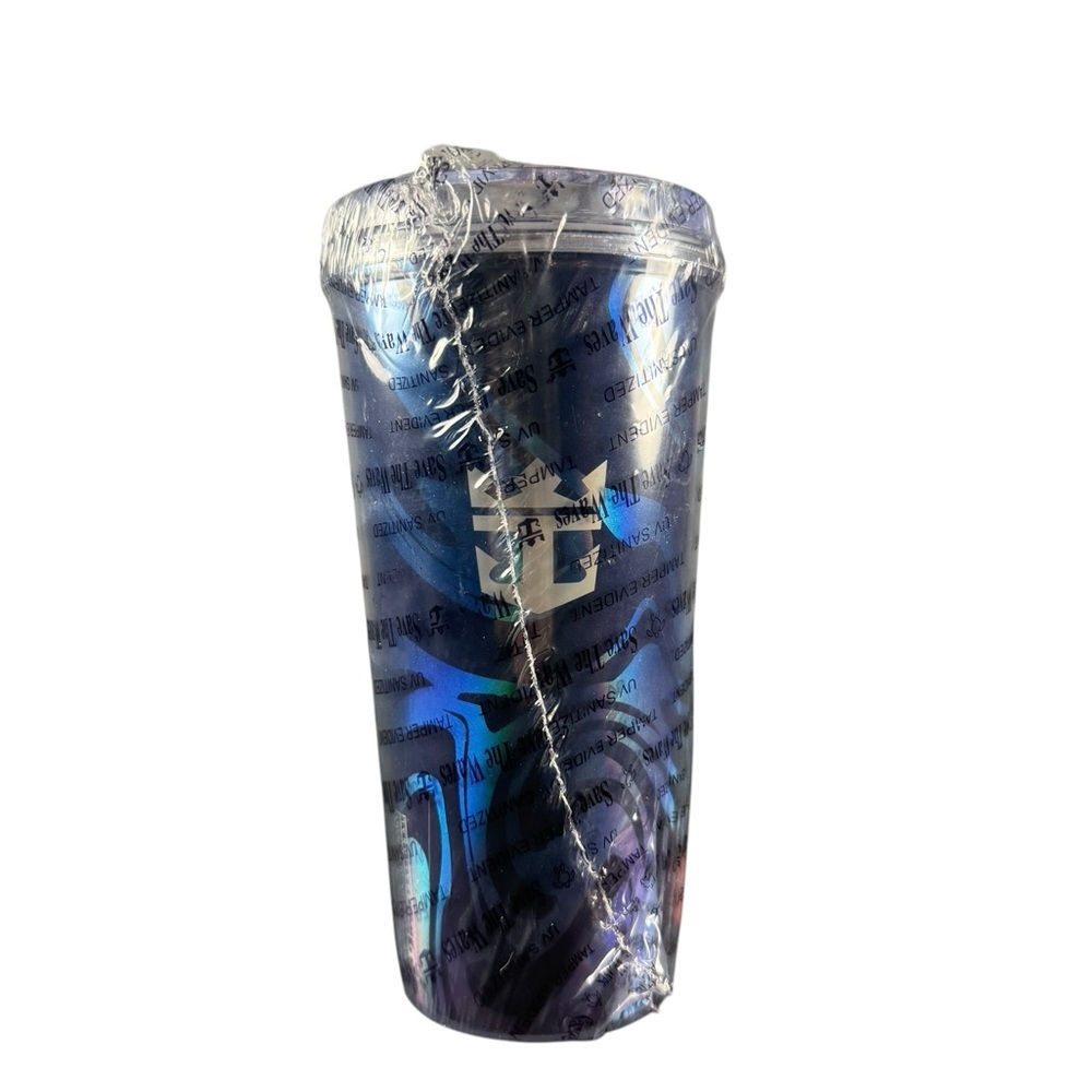Iridescent Blue Save The Waves Royal Carribean Tumbler with Lid